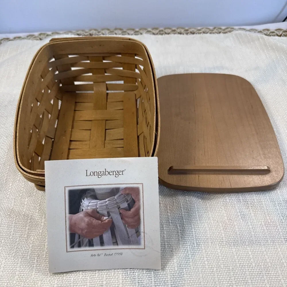 2004 Longaberger Note Pal Basket With Lid Decorative Wood Crafts